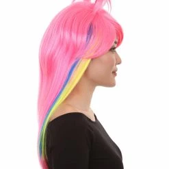 HPO Fantasy Pink Womens Wig | Fancy Colorful Cosplay Halloween Wig | Premium Breathable Capless Cap