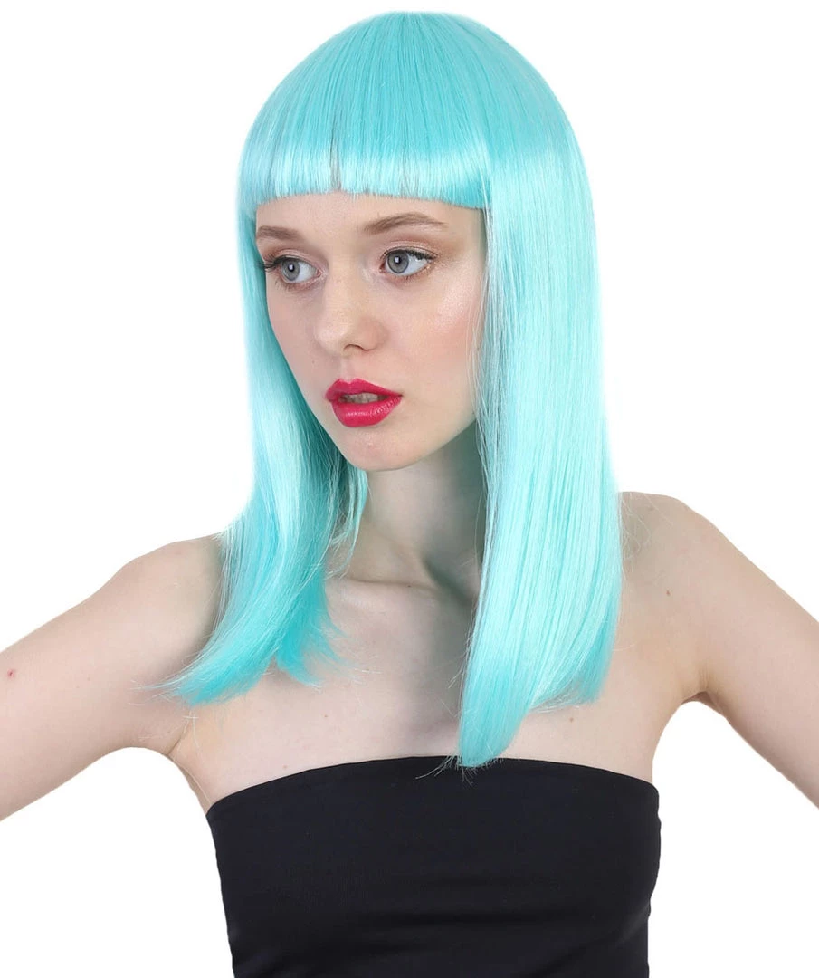 HPO Women's Shoulder Length Party Girl Wig - Aqua Blue, Light Purple Synthetic Fiber Hair 3 HPO Women's Shoulder Length Party Girl Wig - Aqua Blue, Light Purple Synthetic Fiber Hair