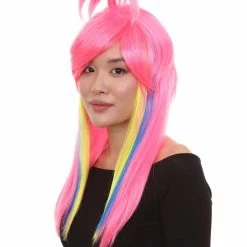 HPO Fantasy Pink Womens Wig | Fancy Colorful Cosplay Halloween Wig | Premium Breathable Capless Cap