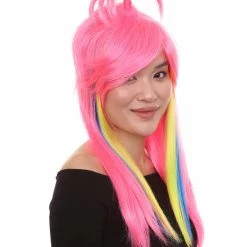 HPO Fantasy Pink Womens Wig | Fancy Colorful Cosplay Halloween Wig | Premium Breathable Capless Cap