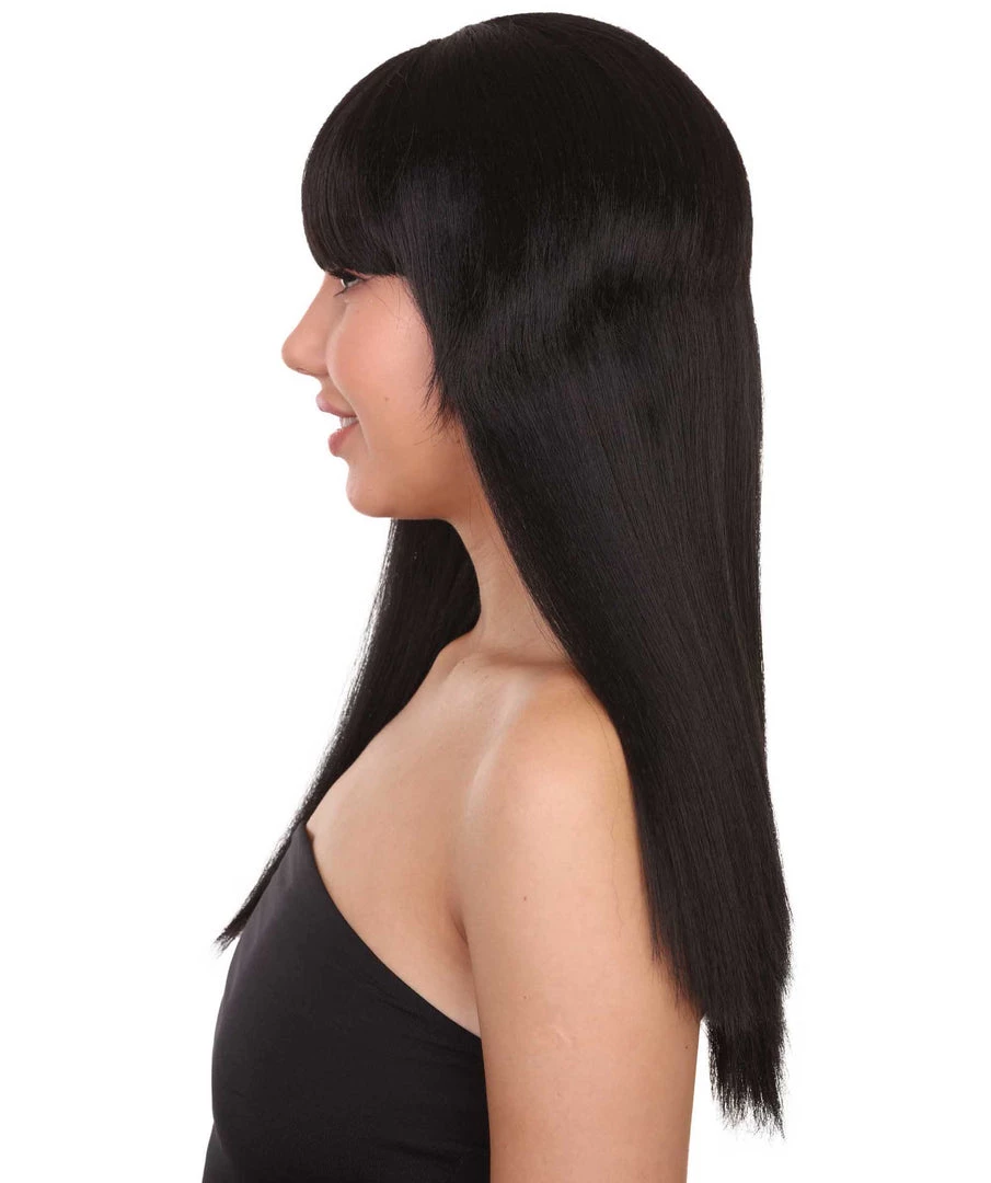 HPO Black Vampiress Womens Wig | Horror Character Cosplay Halloween Wig | Premium Breathable Capless Cap Women's 3 HPO Black Vampiress Womens Wig | Horror Character Cosplay Halloween Wig | Premium Breathable Capless Cap Women's