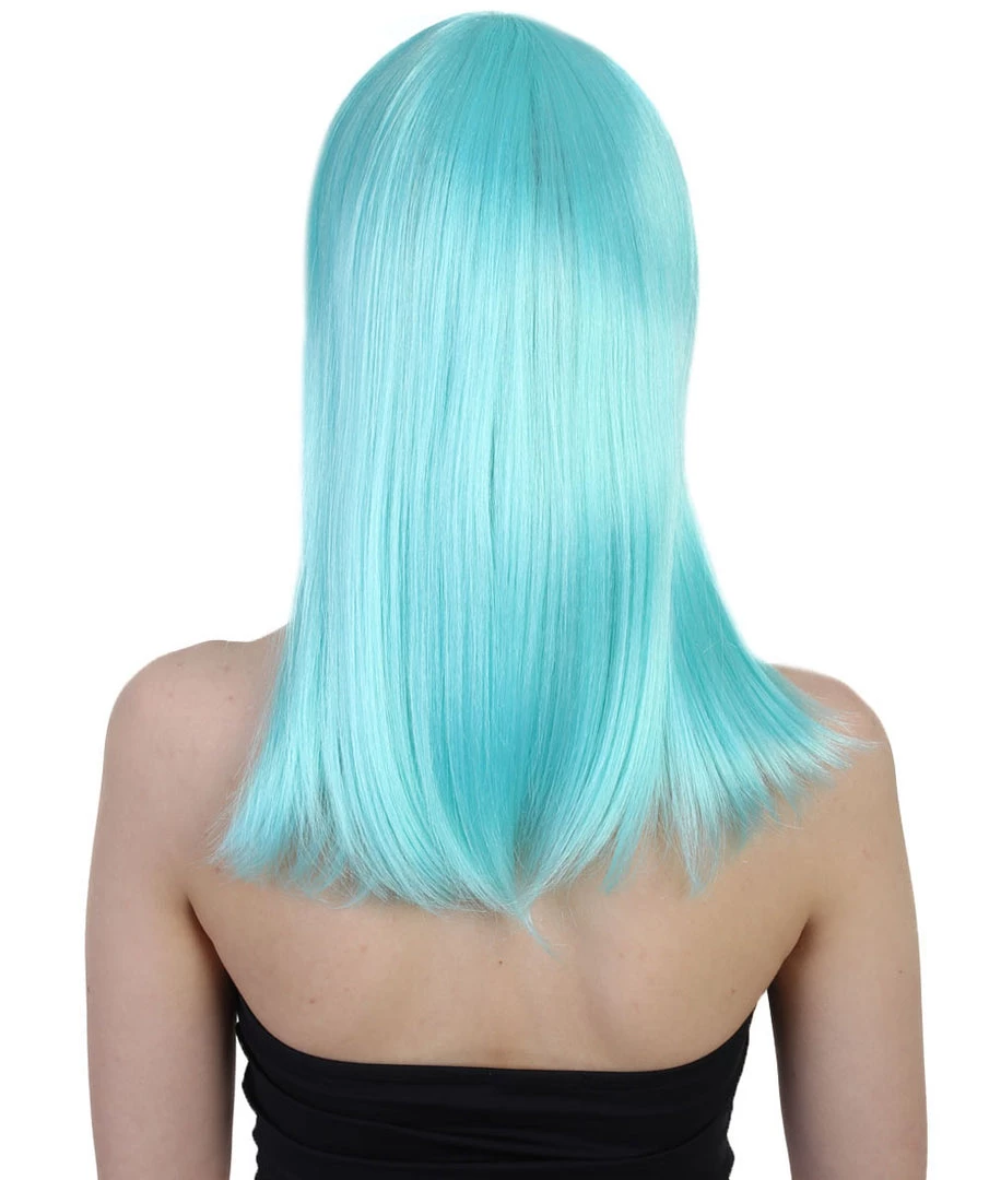 HPO Women's Shoulder Length Party Girl Wig - Aqua Blue, Light Purple Synthetic Fiber Hair 6 HPO Women's Shoulder Length Party Girl Wig - Aqua Blue, Light Purple Synthetic Fiber Hair