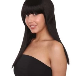 HPO Black Vampiress Womens Wig | Horror Character Cosplay Halloween Wig | Premium Breathable Capless Cap Women's