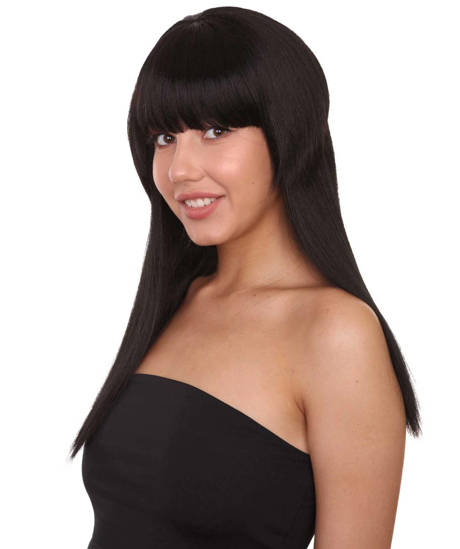 HPO Black Vampiress Womens Wig | Horror Character Cosplay Halloween Wig | Premium Breathable Capless Cap Women's 2 HPO Black Vampiress Womens Wig | Horror Character Cosplay Halloween Wig | Premium Breathable Capless Cap Women's