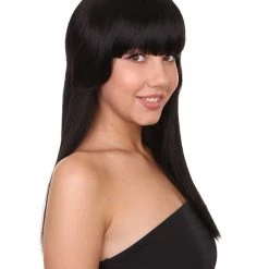 HPO Black Vampiress Womens Wig | Horror Character Cosplay Halloween Wig | Premium Breathable Capless Cap Women's 14 HPO Black Vampiress Womens Wig | Horror Character Cosplay Halloween Wig | Premium Breathable Capless Cap Women's