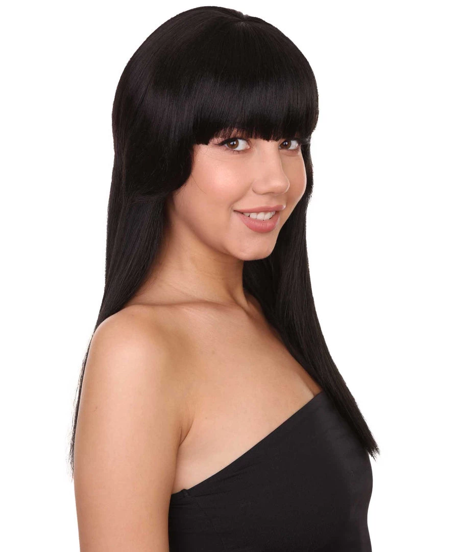 HPO Black Vampiress Womens Wig | Horror Character Cosplay Halloween Wig | Premium Breathable Capless Cap Women's 6 HPO Black Vampiress Womens Wig | Horror Character Cosplay Halloween Wig | Premium Breathable Capless Cap Women's