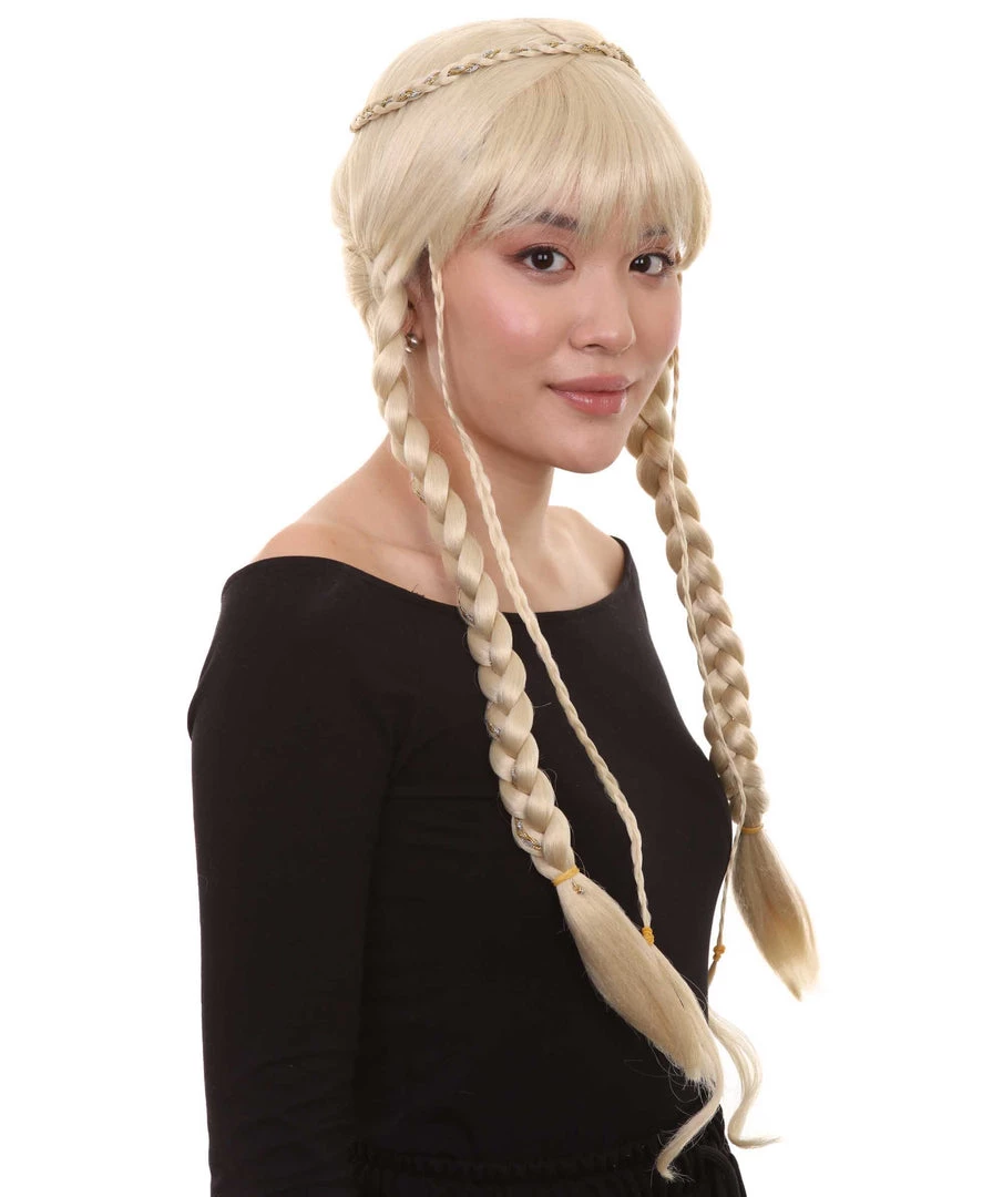 HPO Blonde Braided Renaissance Womens Wig | Historical Period Wig | Premium Breathable Capless Cap 6 HPO Blonde Braided Renaissance Womens Wig | Historical Period Wig | Premium Breathable Capless Cap