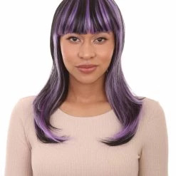 HPO Glamour Witch Womens Wig | Purple Black Sexy Cosplay Party Halloween Wig | Premium Breathable Capless Cap Women's