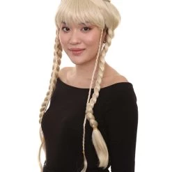HPO Blonde Braided Renaissance Womens Wig | Historical Period Wig | Premium Breathable Capless Cap