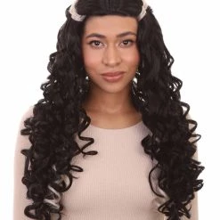 HPO Long Streaked Witch Sorceress Vampire Womens Wig | Horror Ghostly Halloween Wig | Premium Breathable Capless Cap