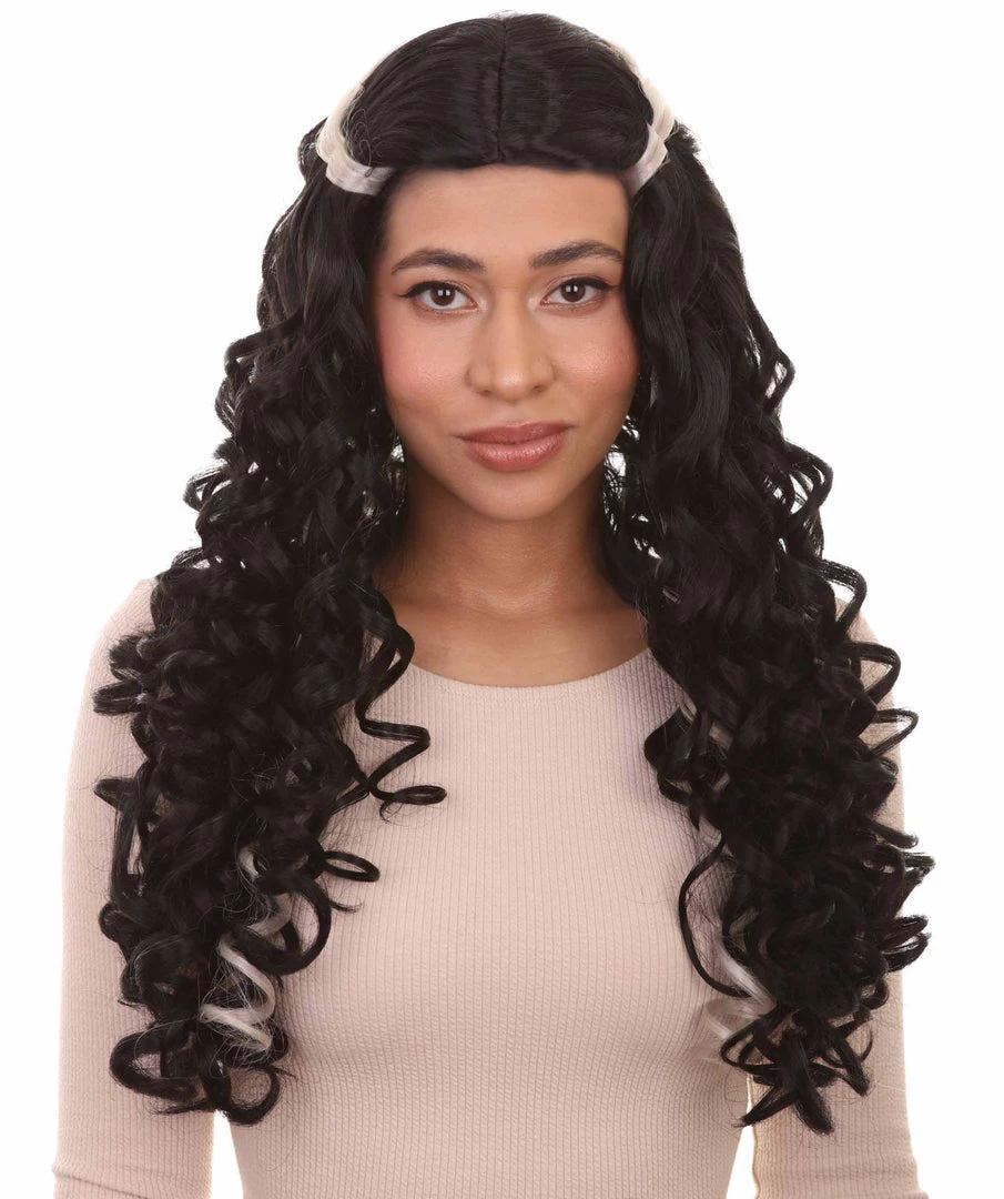 HPO Long Streaked Witch Sorceress Vampire Womens Wig | Horror Ghostly Halloween Wig | Premium Breathable Capless Cap 1 HPO Long Streaked Witch Sorceress Vampire Womens Wig | Horror Ghostly Halloween Wig | Premium Breathable Capless Cap