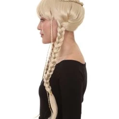 HPO Blonde Braided Renaissance Womens Wig | Historical Period Wig | Premium Breathable Capless Cap 11 HPO Blonde Braided Renaissance Womens Wig | Historical Period Wig | Premium Breathable Capless Cap