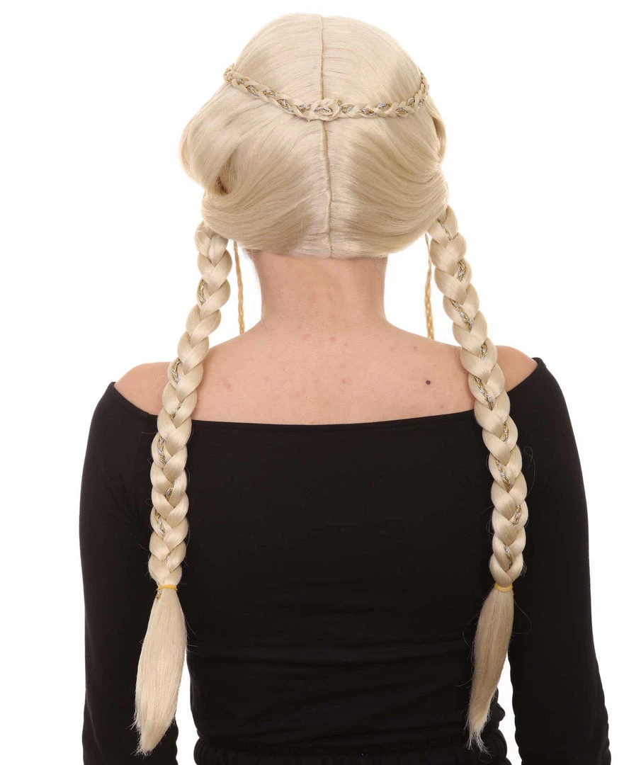 HPO Blonde Braided Renaissance Womens Wig | Historical Period Wig | Premium Breathable Capless Cap 4 HPO Blonde Braided Renaissance Womens Wig | Historical Period Wig | Premium Breathable Capless Cap