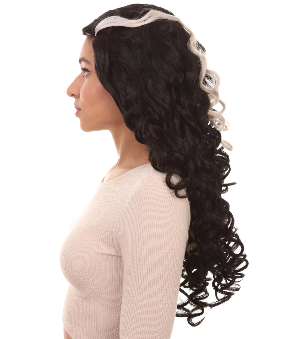 HPO Long Streaked Witch Sorceress Vampire Womens Wig | Horror Ghostly Halloween Wig | Premium Breathable Capless Cap 3 HPO Long Streaked Witch Sorceress Vampire Womens Wig | Horror Ghostly Halloween Wig | Premium Breathable Capless Cap