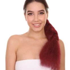 HPO Womens Braid Ponytail 29" Hair Clip Extension | Burgundy TV/Movie Wigs | Premium Breathable Capless Cap