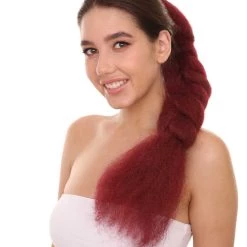 HPO Womens Braid Ponytail 29" Hair Clip Extension | Burgundy TV/Movie Wigs | Premium Breathable Capless Cap