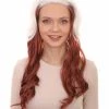 HPO Womens Superhero Curly Long Wig | White & Brown TV/Movie Wigs | Premium Breathable Capless Cap Women's