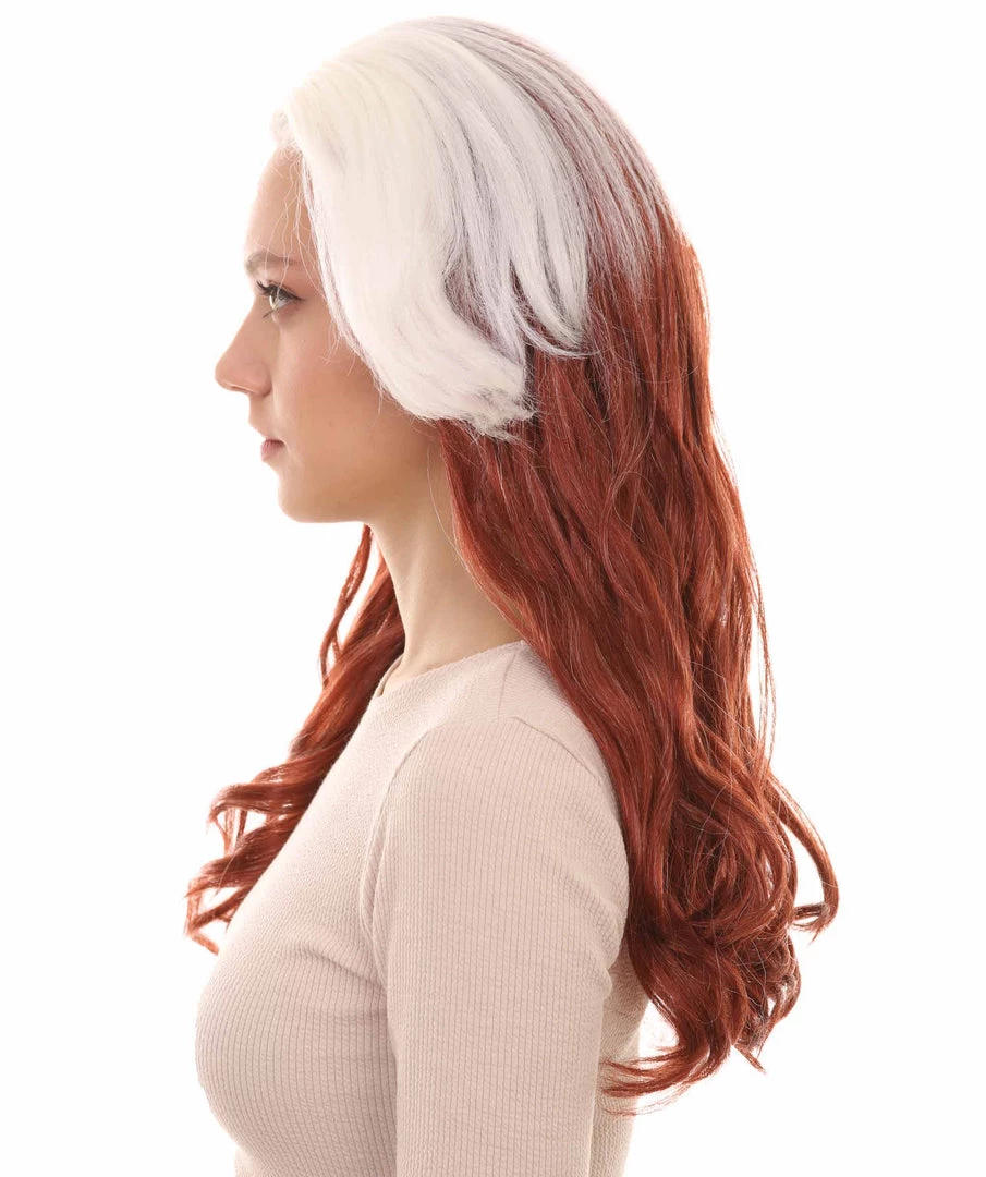 HPO Womens Superhero Curly Long Wig | White & Brown TV/Movie Wigs | Premium Breathable Capless Cap Women's 3 HPO Womens Superhero Curly Long Wig | White & Brown TV/Movie Wigs | Premium Breathable Capless Cap Women's