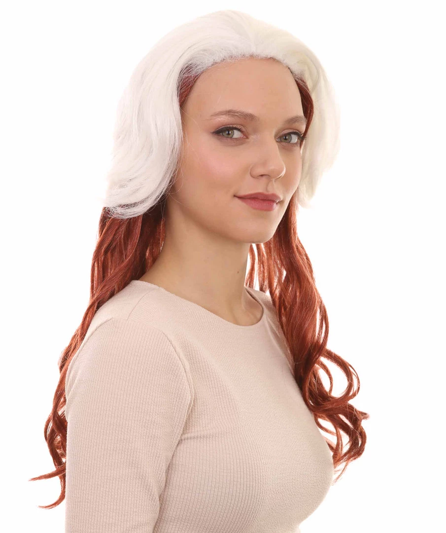 HPO Womens Superhero Curly Long Wig | White & Brown TV/Movie Wigs | Premium Breathable Capless Cap Women's 6 HPO Womens Superhero Curly Long Wig | White & Brown TV/Movie Wigs | Premium Breathable Capless Cap Women's