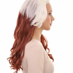 HPO Womens Superhero Curly Long Wig | White & Brown TV/Movie Wigs | Premium Breathable Capless Cap Women's 13 HPO Womens Superhero Curly Long Wig | White & Brown TV/Movie Wigs | Premium Breathable Capless Cap Women's