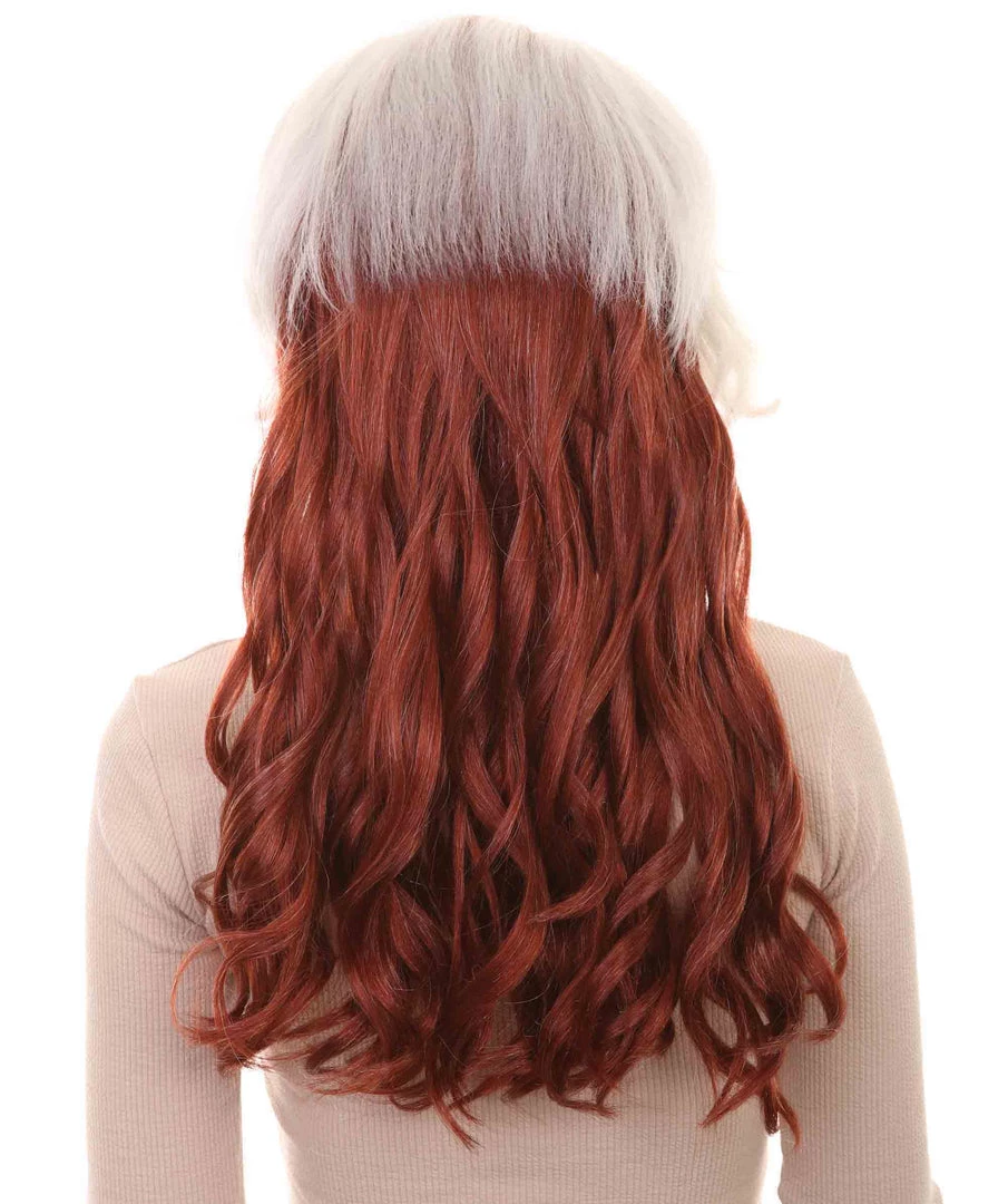 HPO Womens Superhero Curly Long Wig | White & Brown TV/Movie Wigs | Premium Breathable Capless Cap Women's 4 HPO Womens Superhero Curly Long Wig | White & Brown TV/Movie Wigs | Premium Breathable Capless Cap Women's