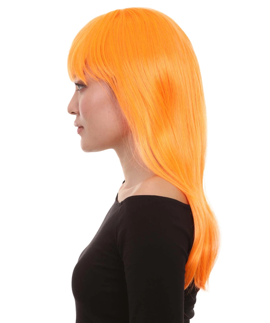 HPO Women's Glamour Pumpkin Orange Wig | Stage/Event Fancy Halloween Wig | Premium Breathable Capless Cap 3 HPO Women's Glamour Pumpkin Orange Wig | Stage/Event Fancy Halloween Wig | Premium Breathable Capless Cap