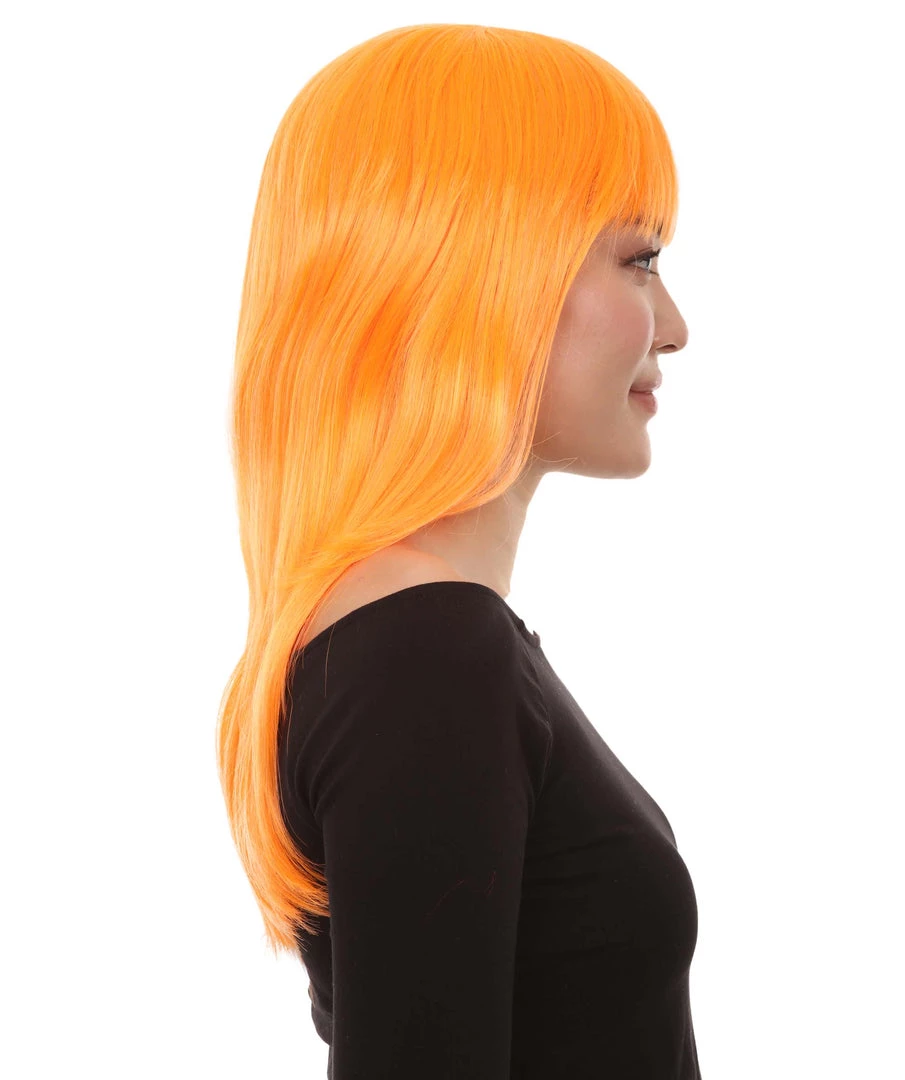 HPO Women's Glamour Pumpkin Orange Wig | Stage/Event Fancy Halloween Wig | Premium Breathable Capless Cap 5 HPO Women's Glamour Pumpkin Orange Wig | Stage/Event Fancy Halloween Wig | Premium Breathable Capless Cap