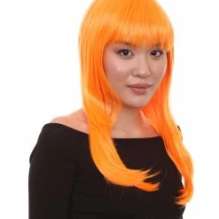 HPO Women's Glamour Pumpkin Orange Wig | Stage/Event Fancy Halloween Wig | Premium Breathable Capless Cap 12 HPO Women's Glamour Pumpkin Orange Wig | Stage/Event Fancy Halloween Wig | Premium Breathable Capless Cap