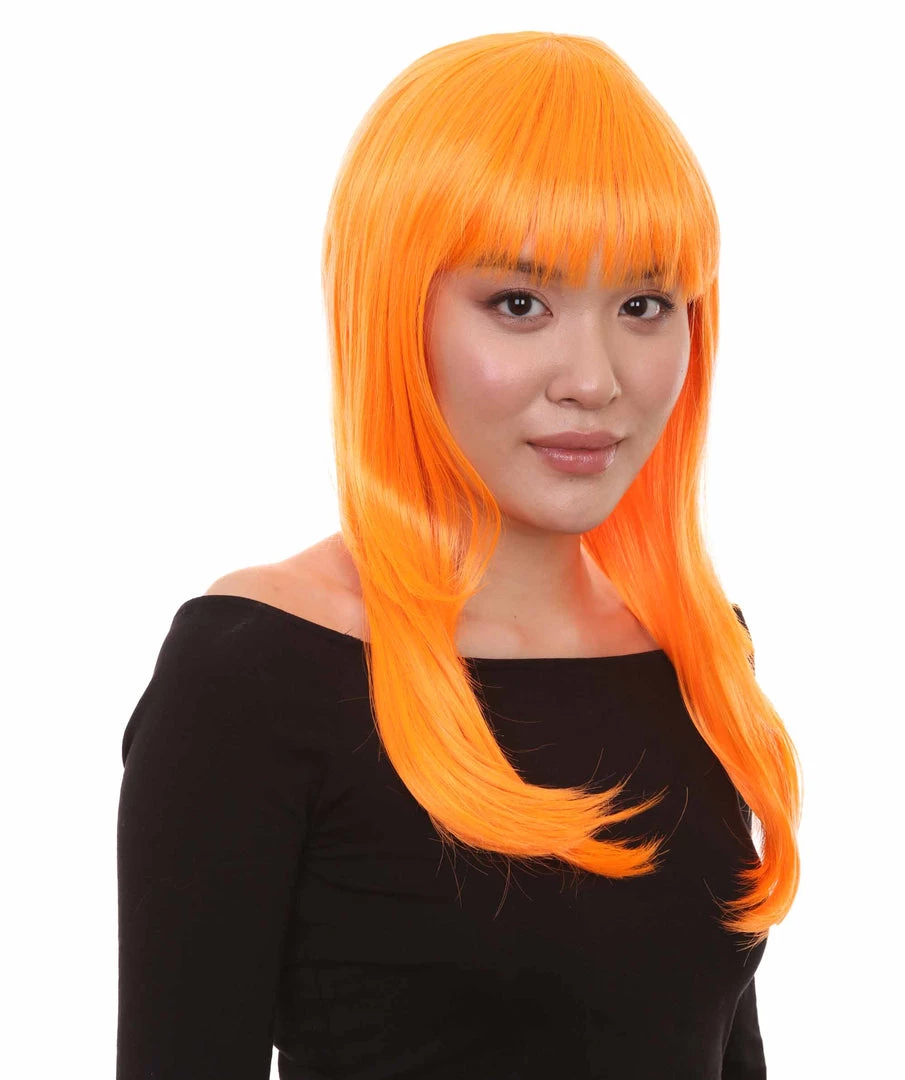 HPO Women's Glamour Pumpkin Orange Wig | Stage/Event Fancy Halloween Wig | Premium Breathable Capless Cap 4 HPO Women's Glamour Pumpkin Orange Wig | Stage/Event Fancy Halloween Wig | Premium Breathable Capless Cap