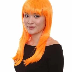 HPO Women's Glamour Pumpkin Orange Wig | Stage/Event Fancy Halloween Wig | Premium Breathable Capless Cap