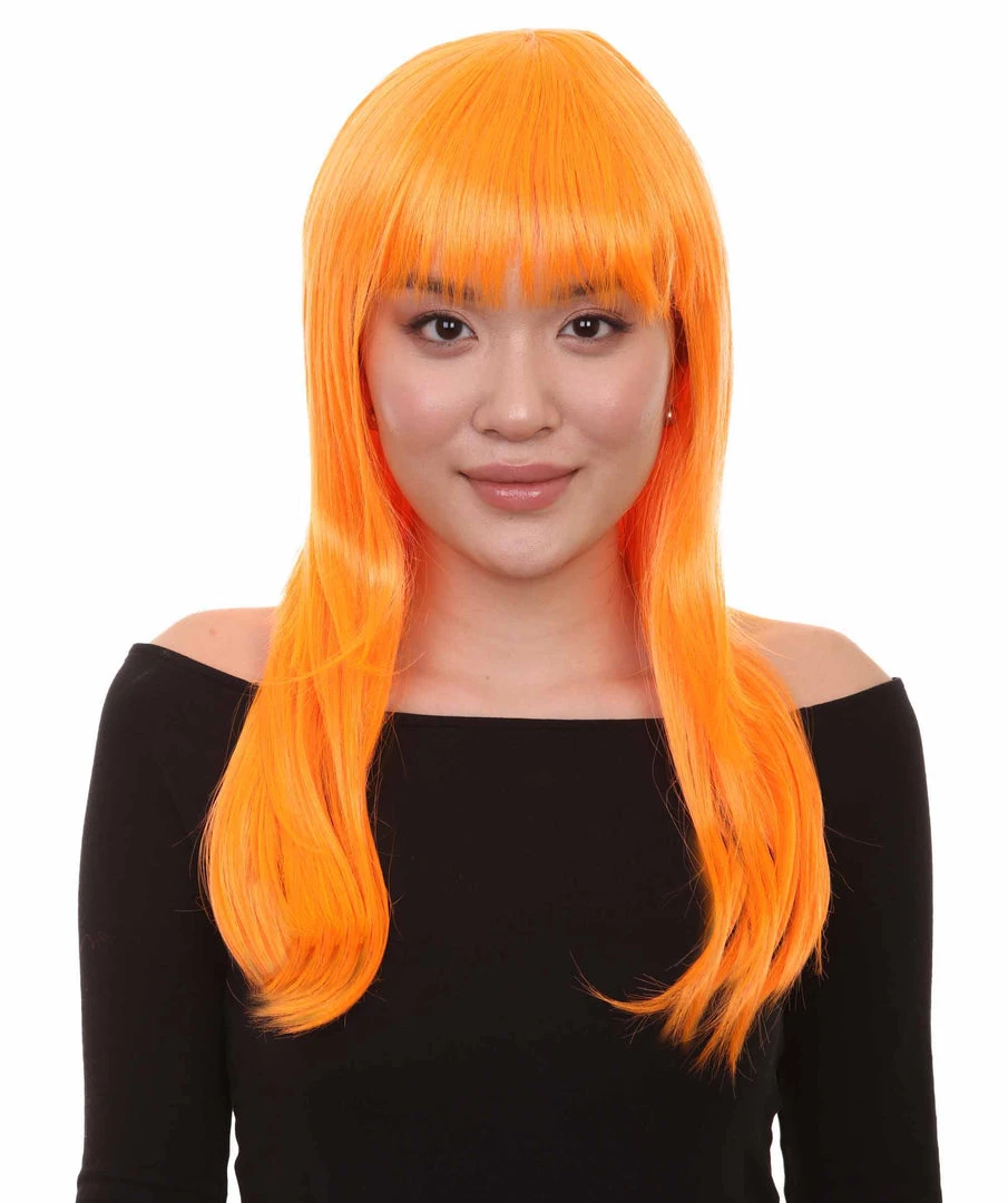 HPO Women's Glamour Pumpkin Orange Wig | Stage/Event Fancy Halloween Wig | Premium Breathable Capless Cap 2 HPO Women's Glamour Pumpkin Orange Wig | Stage/Event Fancy Halloween Wig | Premium Breathable Capless Cap