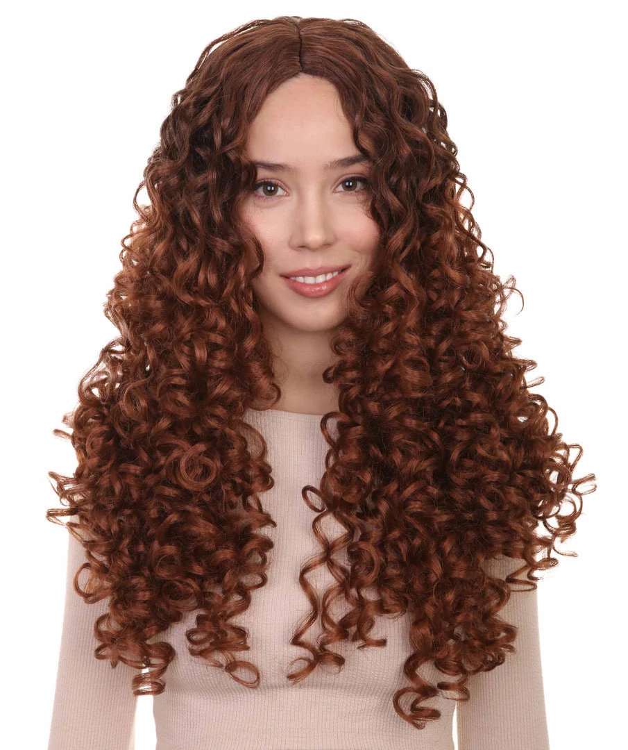 HPO Women's Womens Brown Long Curly Wig Song Contest 2018 | Celebrity Wigs | Premium Breathable Capless Cap 1 HPO Women's Womens Brown Long Curly Wig Song Contest 2018 | Celebrity Wigs | Premium Breathable Capless Cap