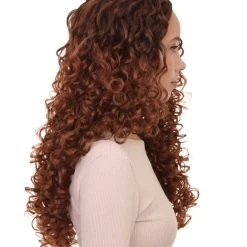 HPO Women's Womens Brown Long Curly Wig Song Contest 2018 | Celebrity Wigs | Premium Breathable Capless Cap 13 HPO Women's Womens Brown Long Curly Wig Song Contest 2018 | Celebrity Wigs | Premium Breathable Capless Cap