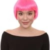 HPO Pink Short Bob Womens Wig | Party Ready Fancy Cosplay Halloween Wig | Premium Breathable Capless Cap Women's