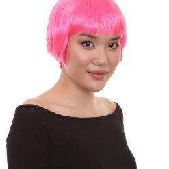 HPO Pink Short Bob Womens Wig | Party Ready Fancy Cosplay Halloween Wig | Premium Breathable Capless Cap Women's 14 HPO Pink Short Bob Womens Wig | Party Ready Fancy Cosplay Halloween Wig | Premium Breathable Capless Cap Women's