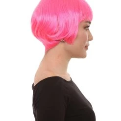 HPO Pink Short Bob Womens Wig | Party Ready Fancy Cosplay Halloween Wig | Premium Breathable Capless Cap Women's 13 HPO Pink Short Bob Womens Wig | Party Ready Fancy Cosplay Halloween Wig | Premium Breathable Capless Cap Women's