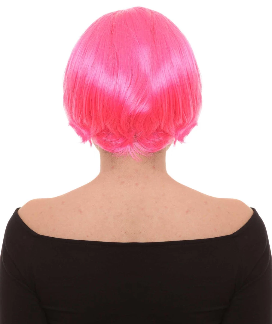 HPO Pink Short Bob Womens Wig | Party Ready Fancy Cosplay Halloween Wig | Premium Breathable Capless Cap Women's 4 HPO Pink Short Bob Womens Wig | Party Ready Fancy Cosplay Halloween Wig | Premium Breathable Capless Cap Women's
