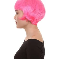 HPO Pink Short Bob Womens Wig | Party Ready Fancy Cosplay Halloween Wig | Premium Breathable Capless Cap Women's 11 HPO Pink Short Bob Womens Wig | Party Ready Fancy Cosplay Halloween Wig | Premium Breathable Capless Cap Women's