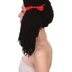 HPO Women's Gothic Rag Doll Womens Wig | Horror Halloween Wig With Red Ribbon | Premium Breathable Capless Cap
