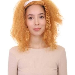 HPO Womens Afro Doll Wig | Orange Fashion Wigs | Premium Breathable Capless Cap