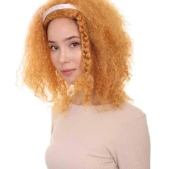 HPO Womens Afro Doll Wig | Orange Fashion Wigs | Premium Breathable Capless Cap