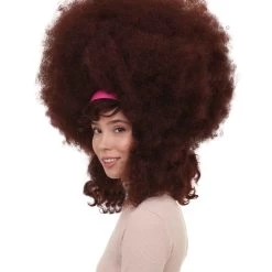 HPO Womens Super Size Jumbo Afro Wig | Brown Sports Wigs Women's