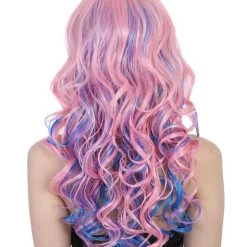 HPO Rave Candy Purple & Blue Adult's Womens Wig | Long Curly Cosplay Halloween Wig | Premium Breathable Capless Cap Men's 13 HPO Rave Candy Purple & Blue Adult's Womens Wig | Long Curly Cosplay Halloween Wig | Premium Breathable Capless Cap Men's