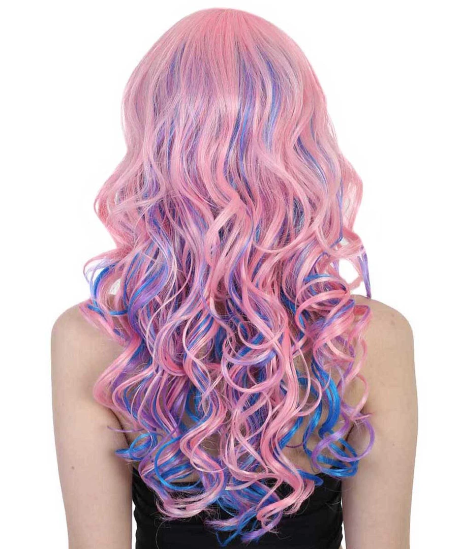 HPO Rave Candy Purple & Blue Adult's Womens Wig | Long Curly Cosplay Halloween Wig | Premium Breathable Capless Cap Men's 5 HPO Rave Candy Purple & Blue Adult's Womens Wig | Long Curly Cosplay Halloween Wig | Premium Breathable Capless Cap Men's