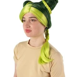 HPO Adult Women's Japanese Manga Anime Cujoh Stone Green Wig With Buns
