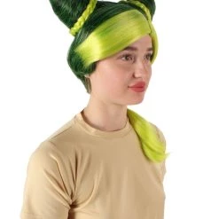 HPO Adult Women's Japanese Manga Anime Cujoh Stone Green Wig With Buns