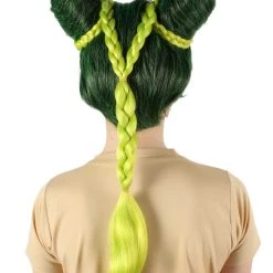 HPO Adult Women's Japanese Manga Anime Cujoh Stone Green Wig With Buns
