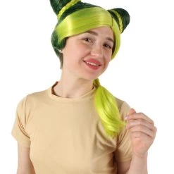 HPO Adult Women's Japanese Manga Anime Cujoh Stone Green Wig With Buns