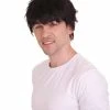 HPO Men's Adult Mens Kung Fu Bruce Lee Wig | Black Cosplay Halloween Wig | Premium Breathable Capless Cap