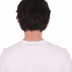 HPO Men's Adult Mens Kung Fu Bruce Lee Wig | Black Cosplay Halloween Wig | Premium Breathable Capless Cap